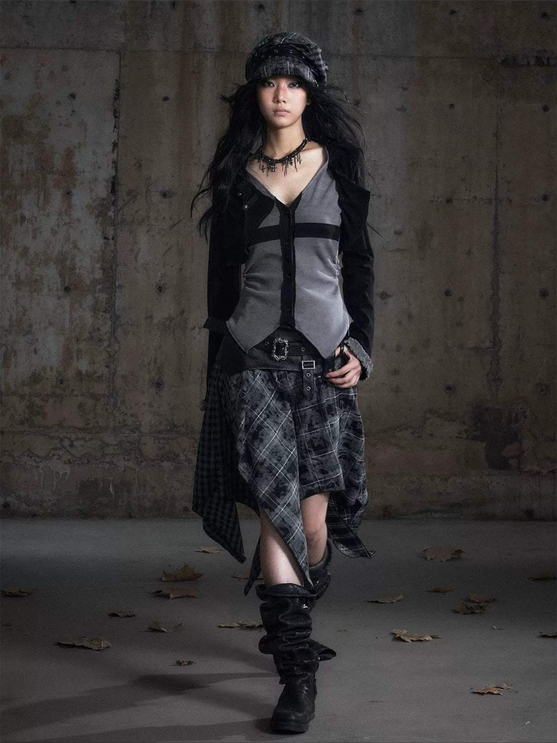 Hooded Layered Knit Top