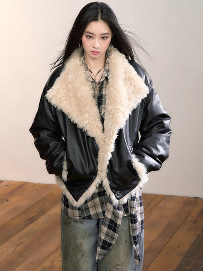 Reversible Faux Fur PU Jacket