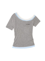 Contrast Off-Shoulder T-shirt