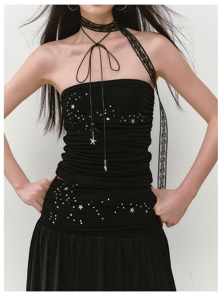 Star Beaded Ruffled Bandeau &amp; Skirt Set