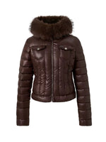Denim Trim Fur-Collar Down Jacket