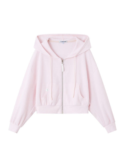 Waffle Hoodie Shorts Vest Set