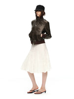 Crinkled A-Line Skirt