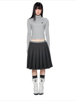 Plaid Pleated A-Line Skirt