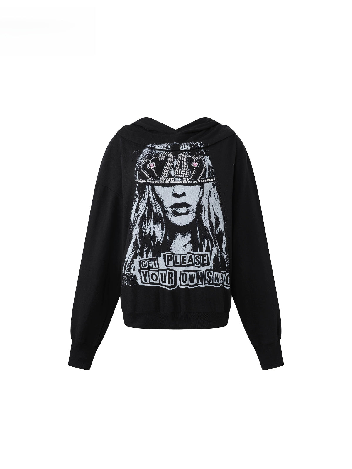 Rhinestone Print Hoodie