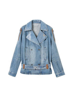 Washed Denim Suede Panel Jacket