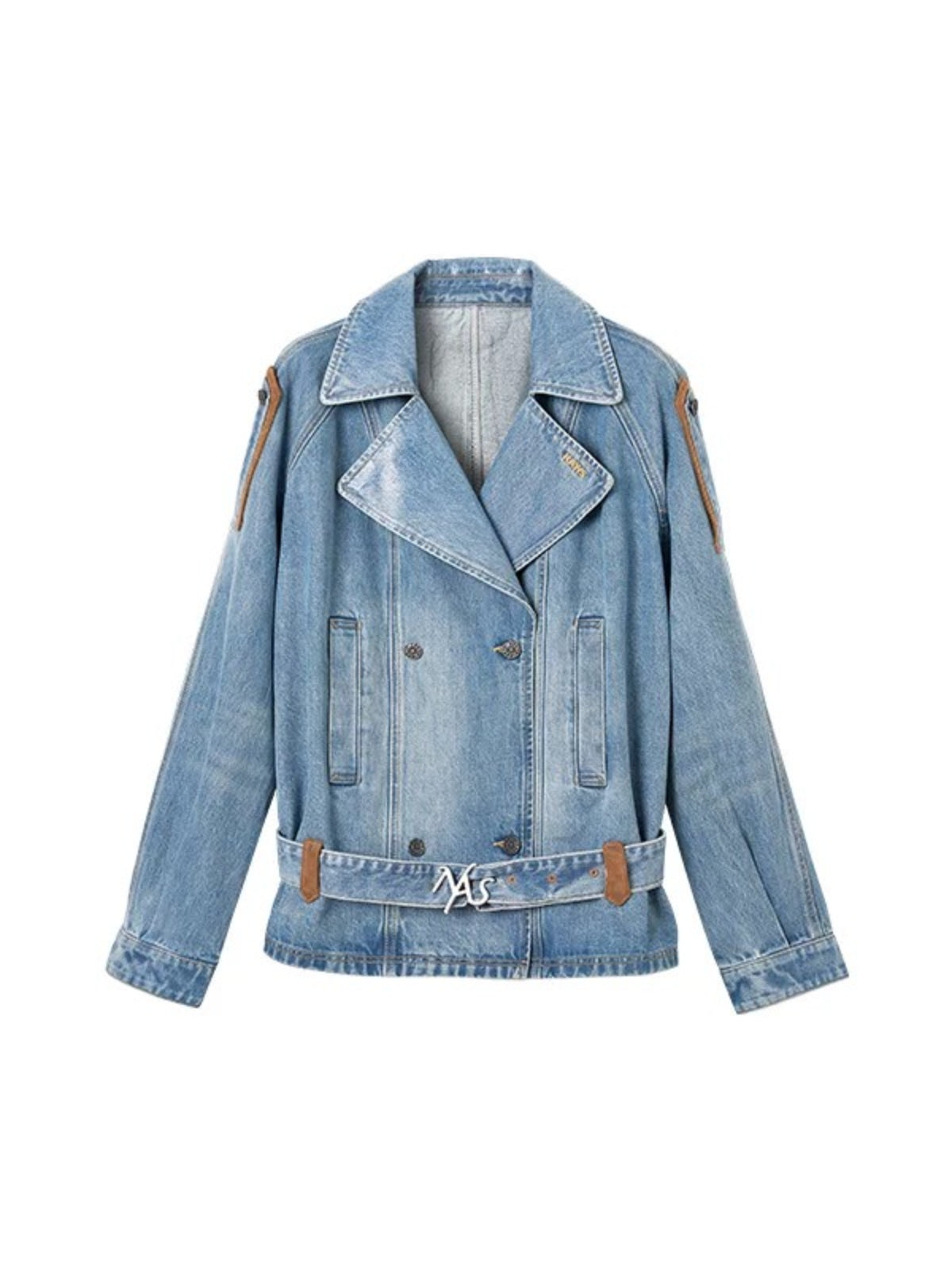 Washed Denim Suede Panel Jacket