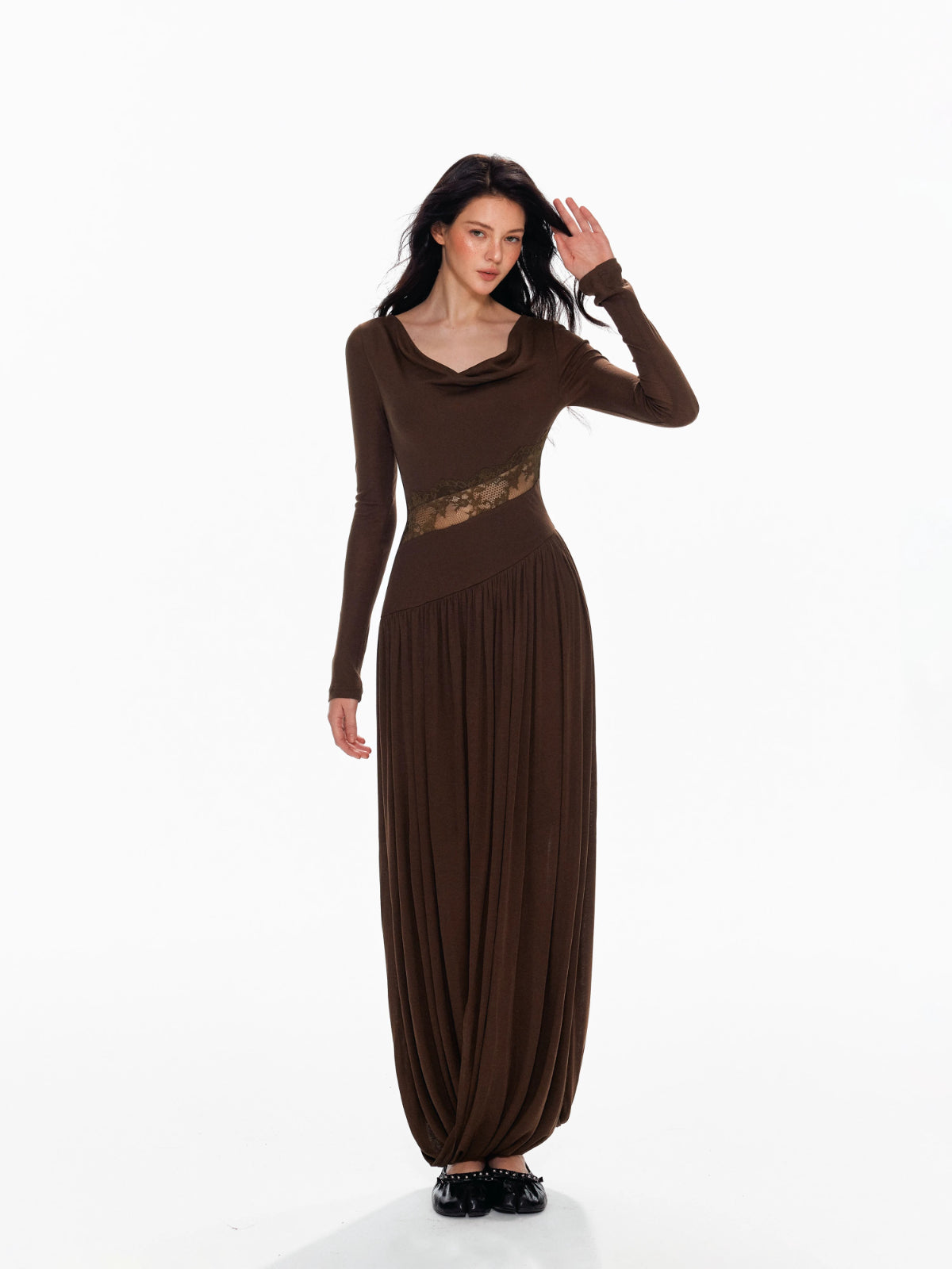 Tencel Wool Lace Waist Knit Dress