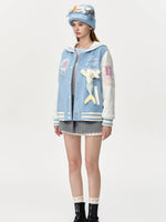 Blue & Gray Mermaid Baseball Jacket