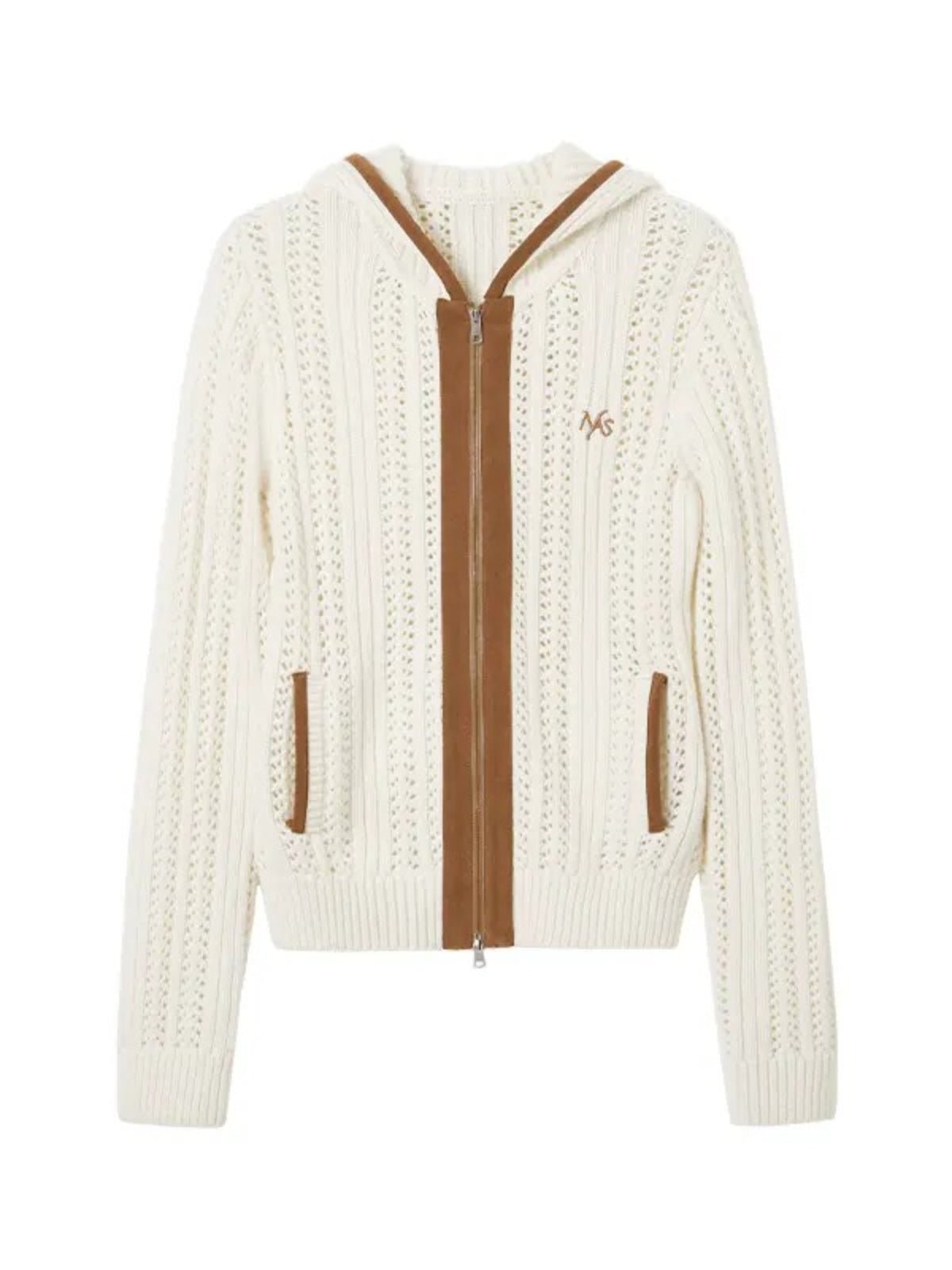 Textured Shearling Knit Hoodie