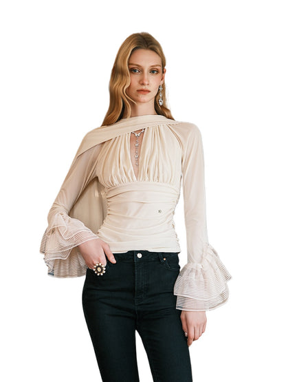 Nina Halter Neck V-neck Short Fitting Top