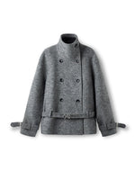 "Djembe Series" 90% Wool Bouclé Layered-Collar Wool Jacket