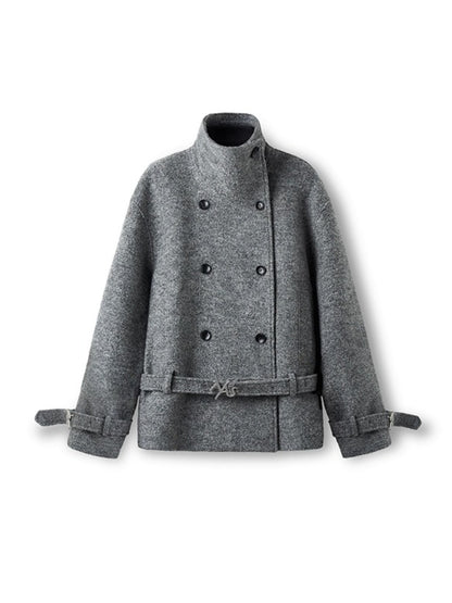 &quot;Djembe Series&quot; 90% Wool Bouclé Layered-Collar Wool Jacket