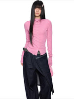 Slim Pleated Long Sleeve Top