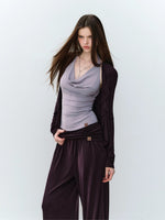 Purple & Blue Draped Halter Top