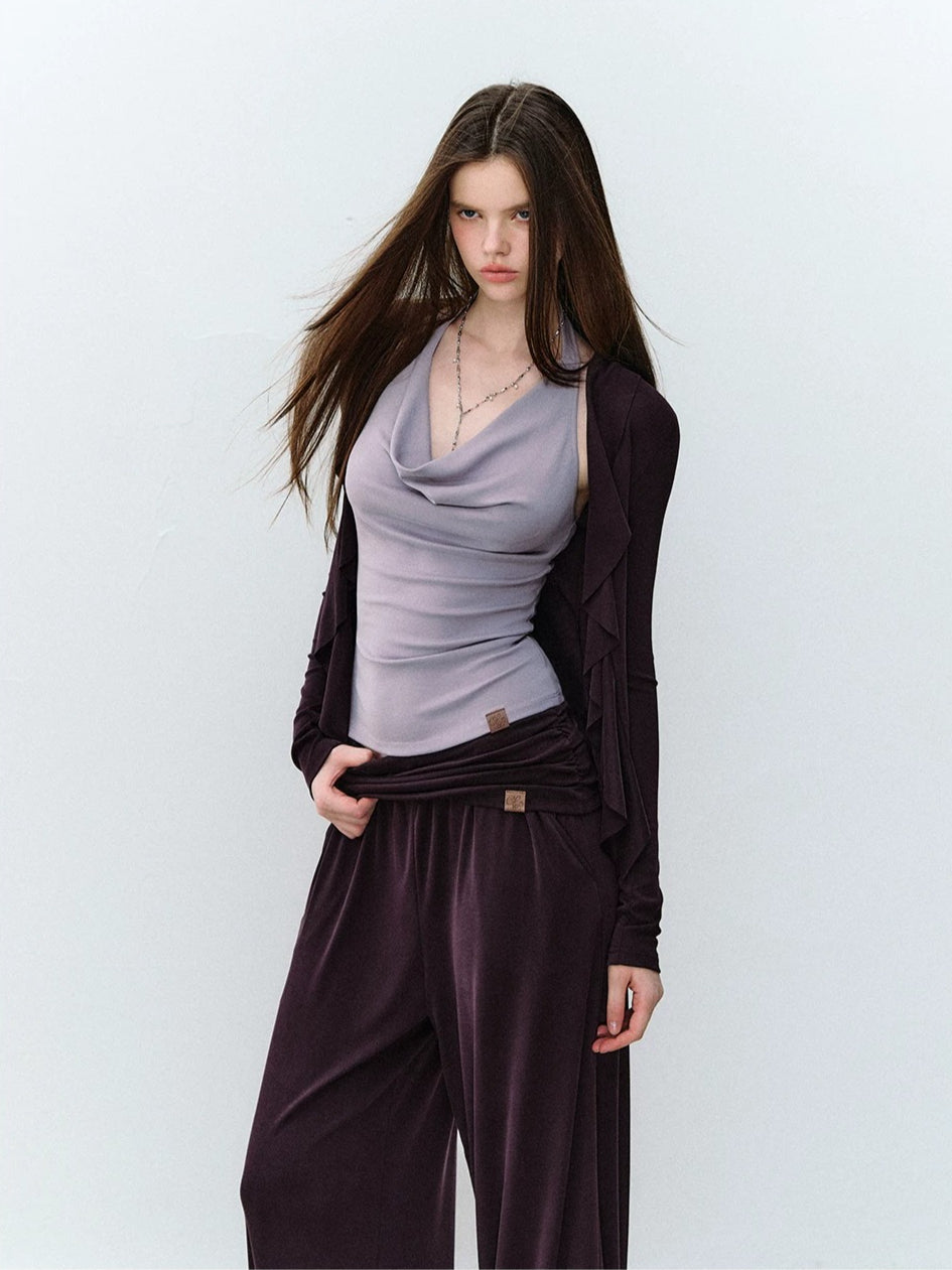 Purple &amp; Blue Draped Halter Top