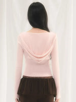 U-Neck Hooded Knit Cardigan & Camisole Set