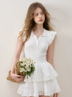 Lace Trim Flutter Sleeve Mini Dress