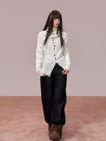 Convertible High Collar Knit Cardigan