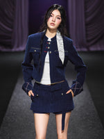 Quilted Stitch Jacket & A-Line Skirt Set