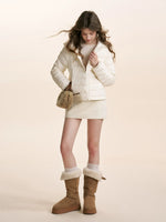 Hooded Ribbed Down Jacket