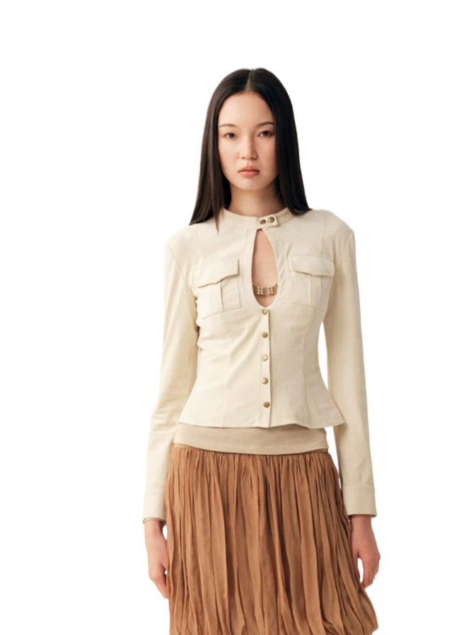 Cutout Suede Cropped Jacket