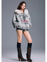 Hooded Fur Collar Oversized Jacket