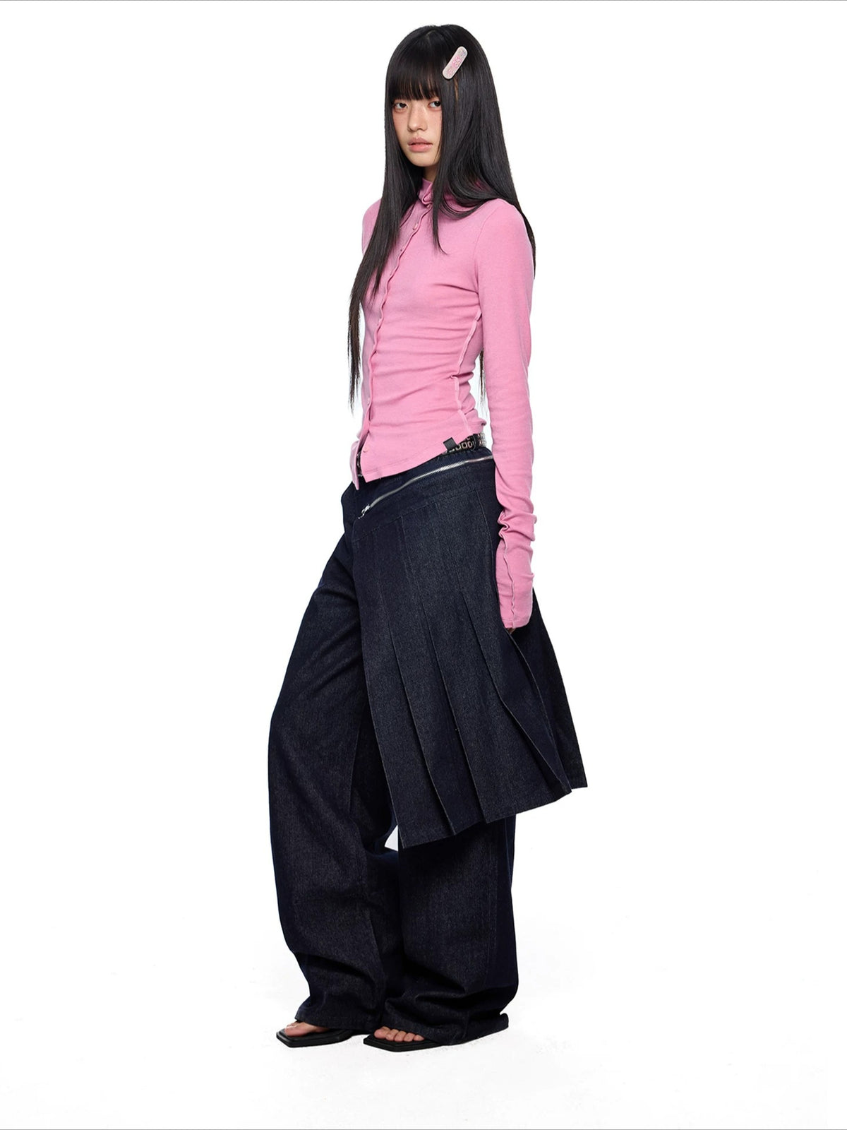 Detachable Denim Skirt Pants