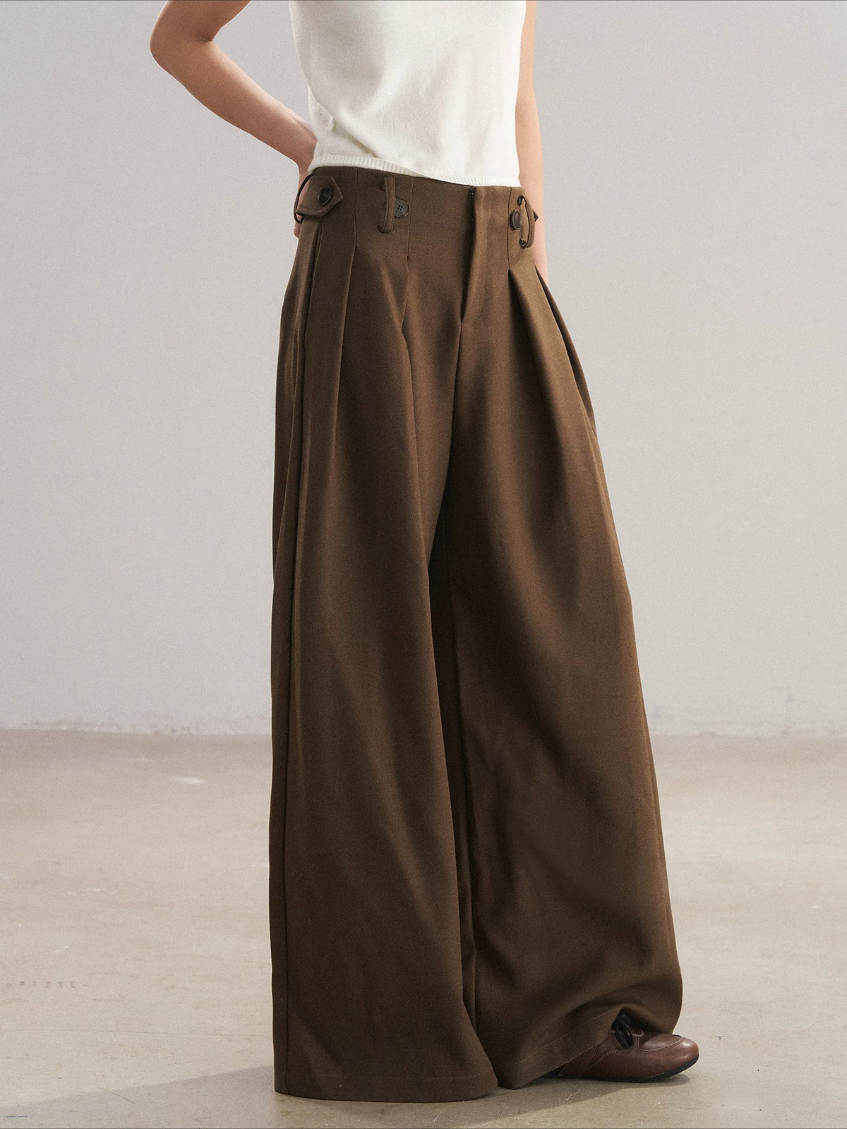 Pleated Wide-Leg Trousers
