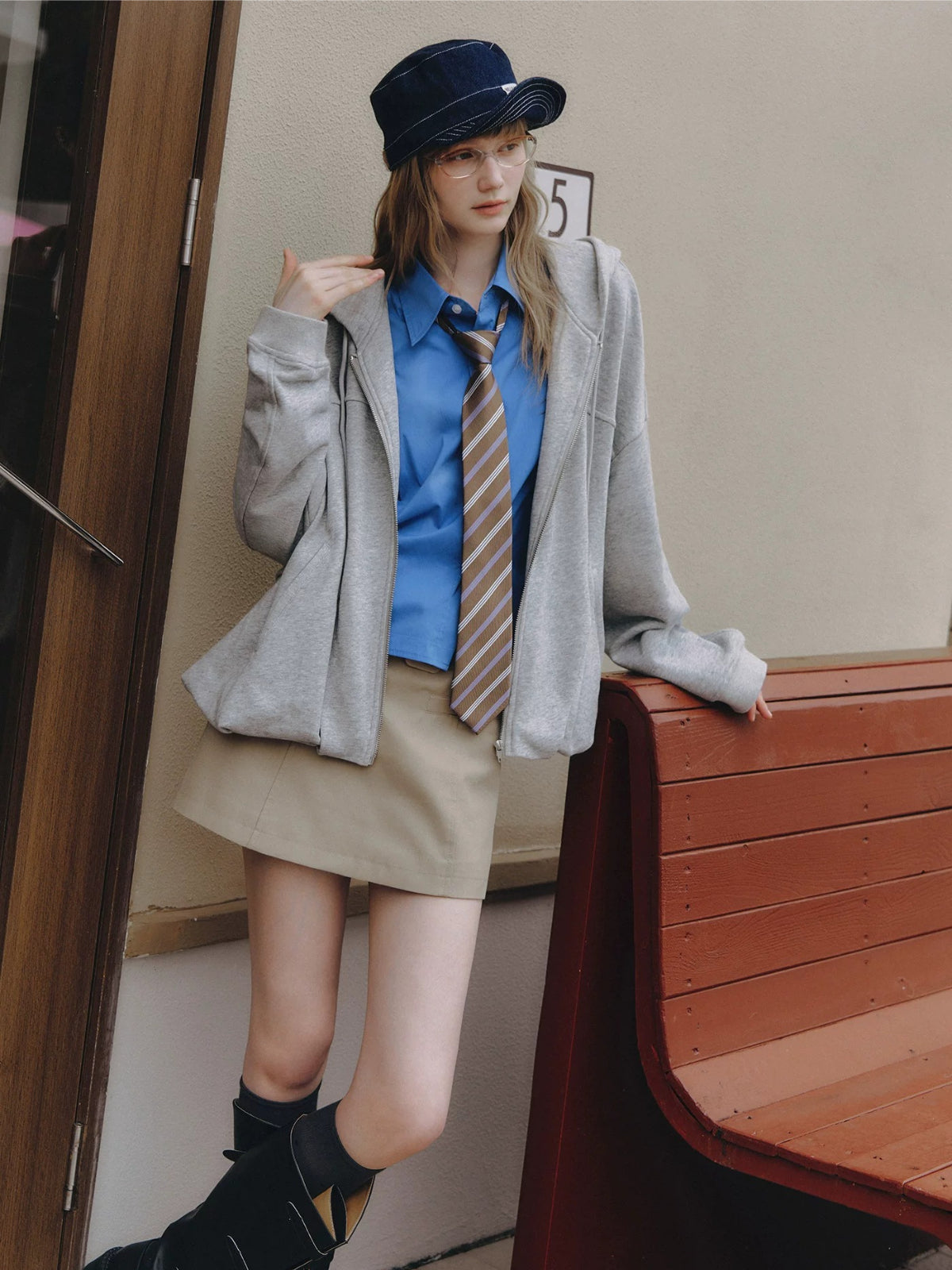 Minimal Belted A-Line Skirt