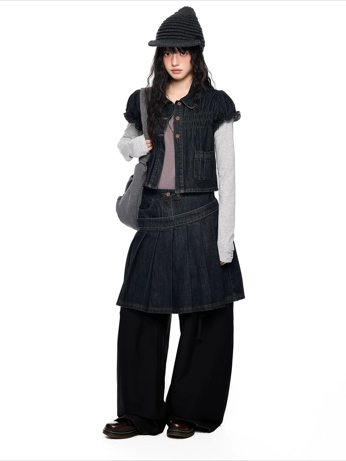 Puff Sleeve Denim Set