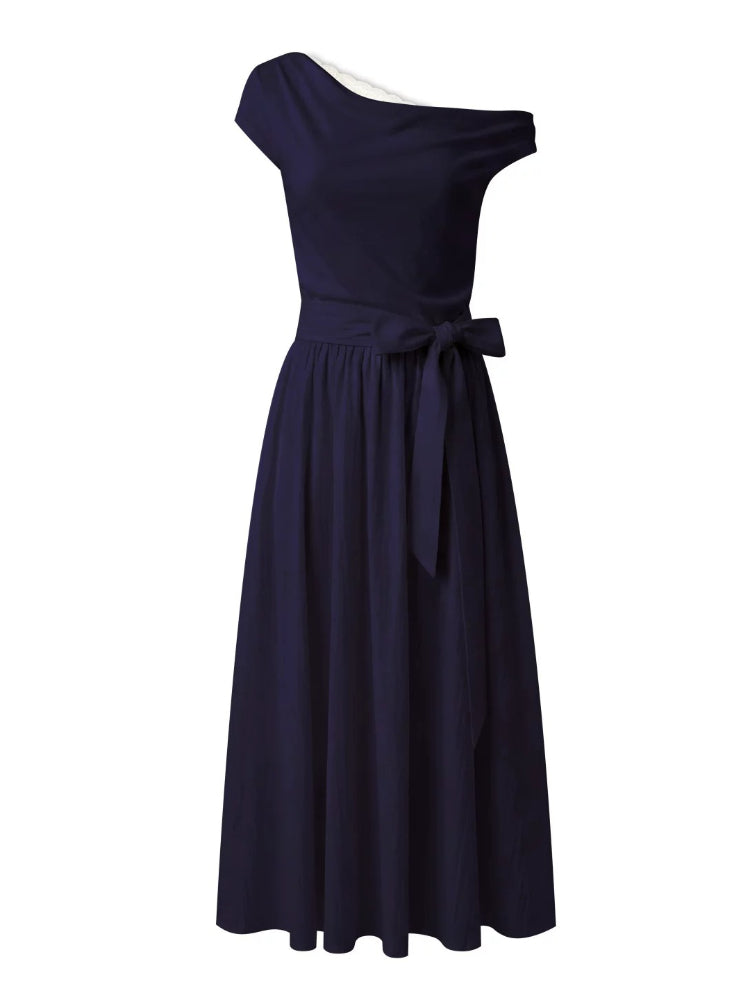 Lace Cowl-Neck Maxi Dress