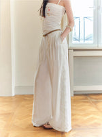 Lace Spliced Wide-Leg Pants