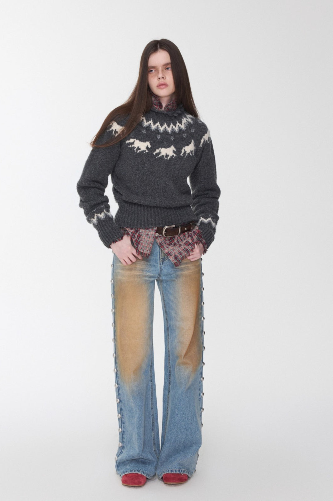 Fair Isle Pony Jacquard Chunky Knit Sweater