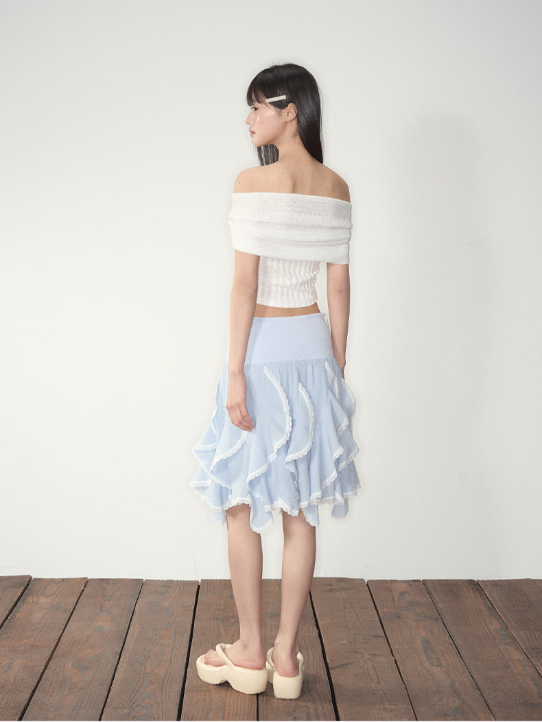 Blue Ruffled Convertible Skirt