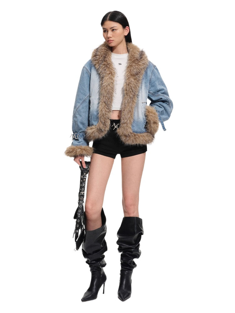 Inuit Fur Collar Denim Jacket
