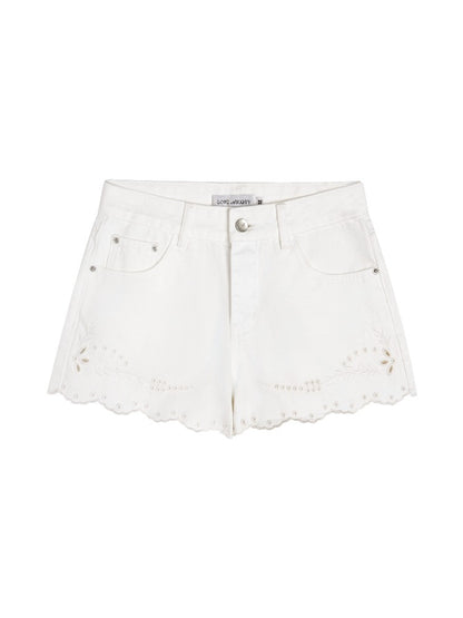 Embroidered Lace Denim Shorts