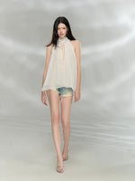Sheer Rhinestone Chiffon Top