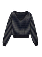 Striped V-Neck Sweatshirt