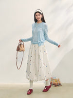 Lace Trimmed Crew Neck Knitted Cardigan Set