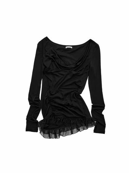 Draped Mesh Layered Top