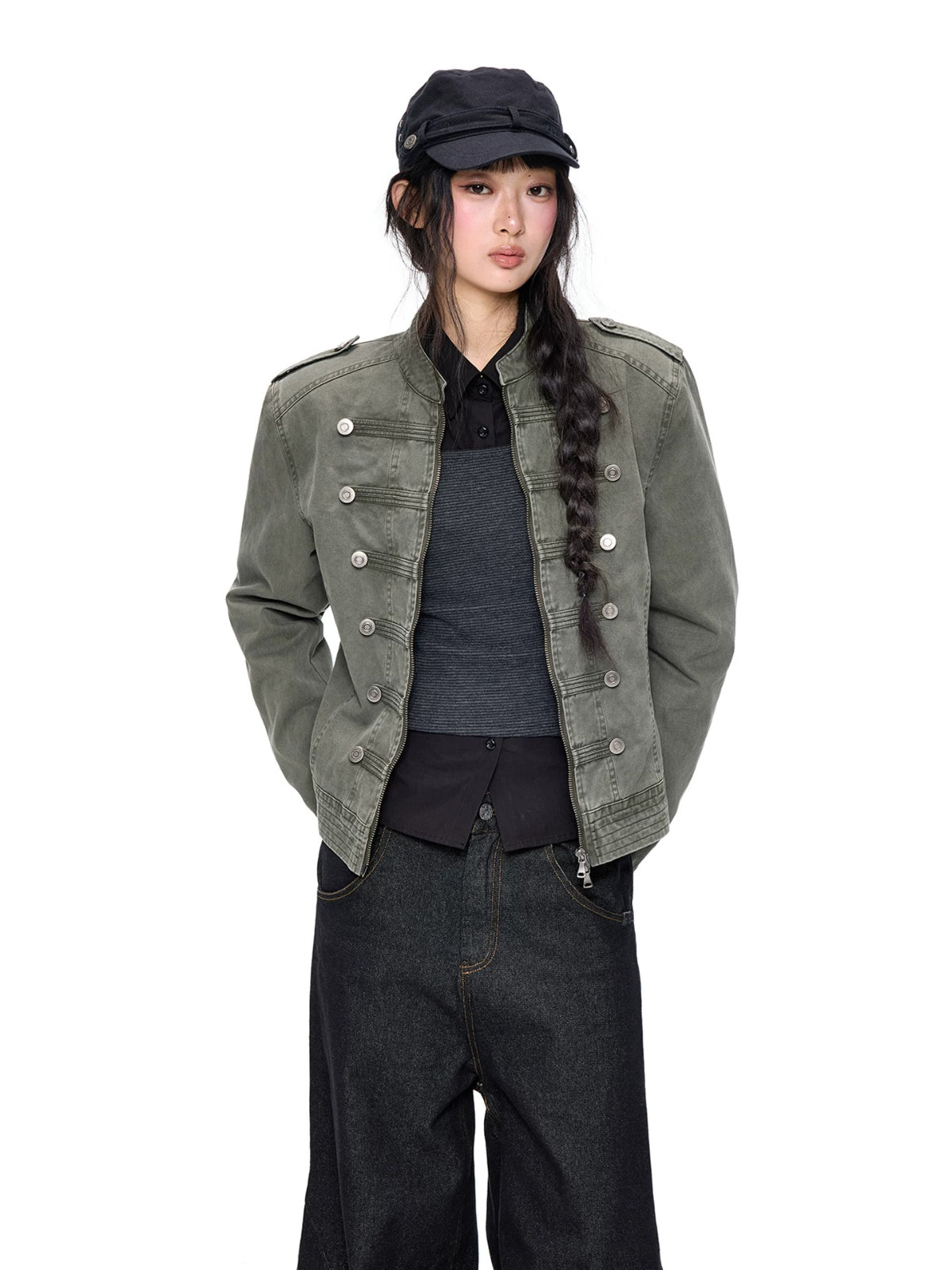 Vintage Double Breasted Denim Jacket