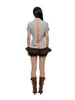 Korean Slim Waist Checkered Shirt