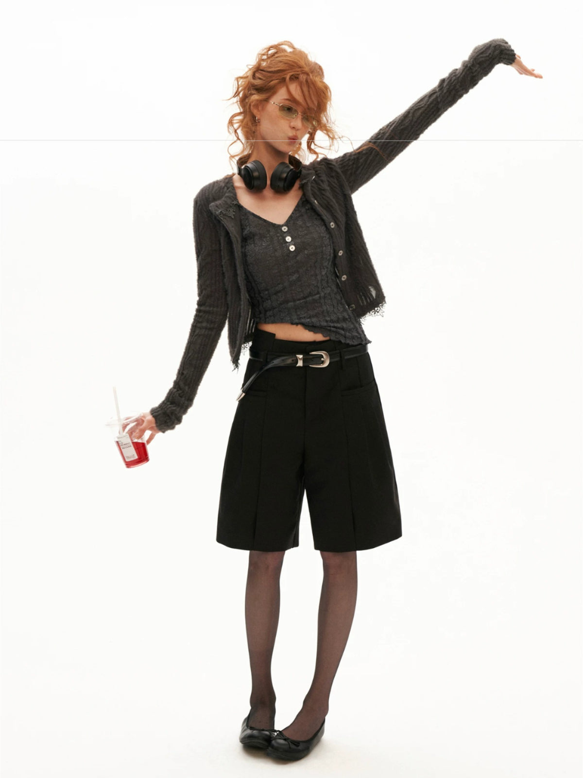 Wool Lace V-Neck Fitted Top