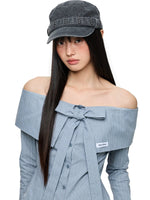 Off Shoulder Bow Tie Stripe Blouse