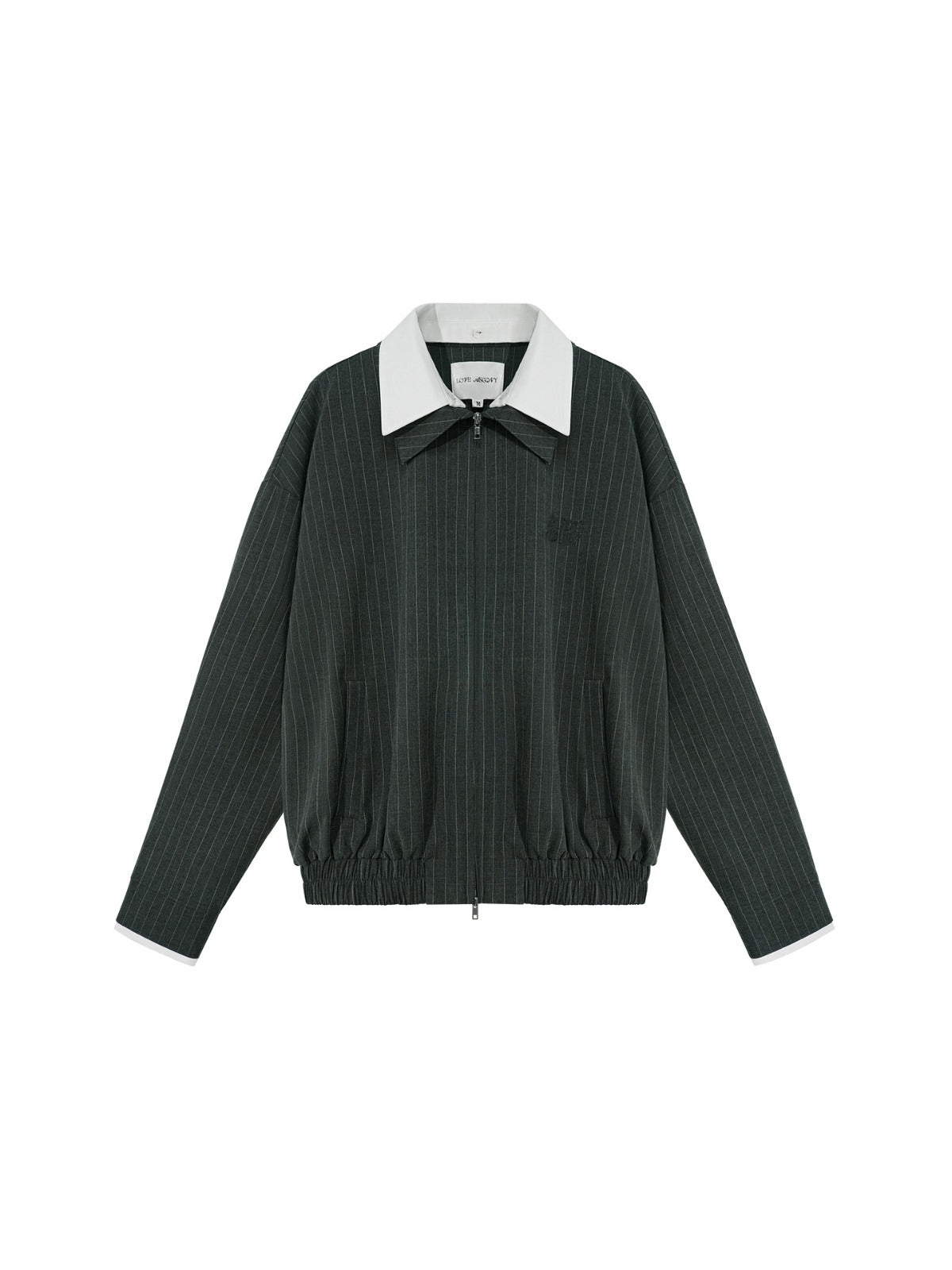 Spliced Jacket &amp; Striped Suit Shorts Set