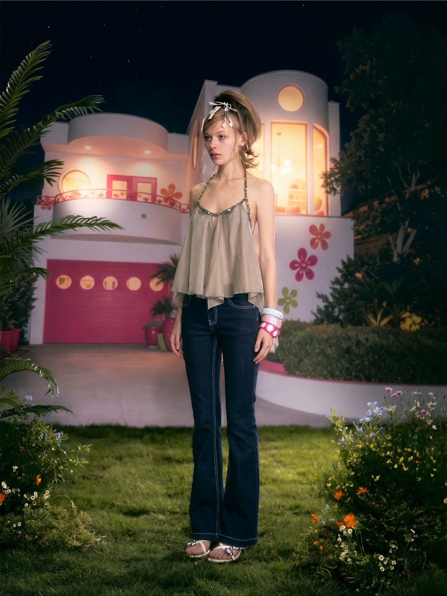 Rhinestone Flare Jeans
