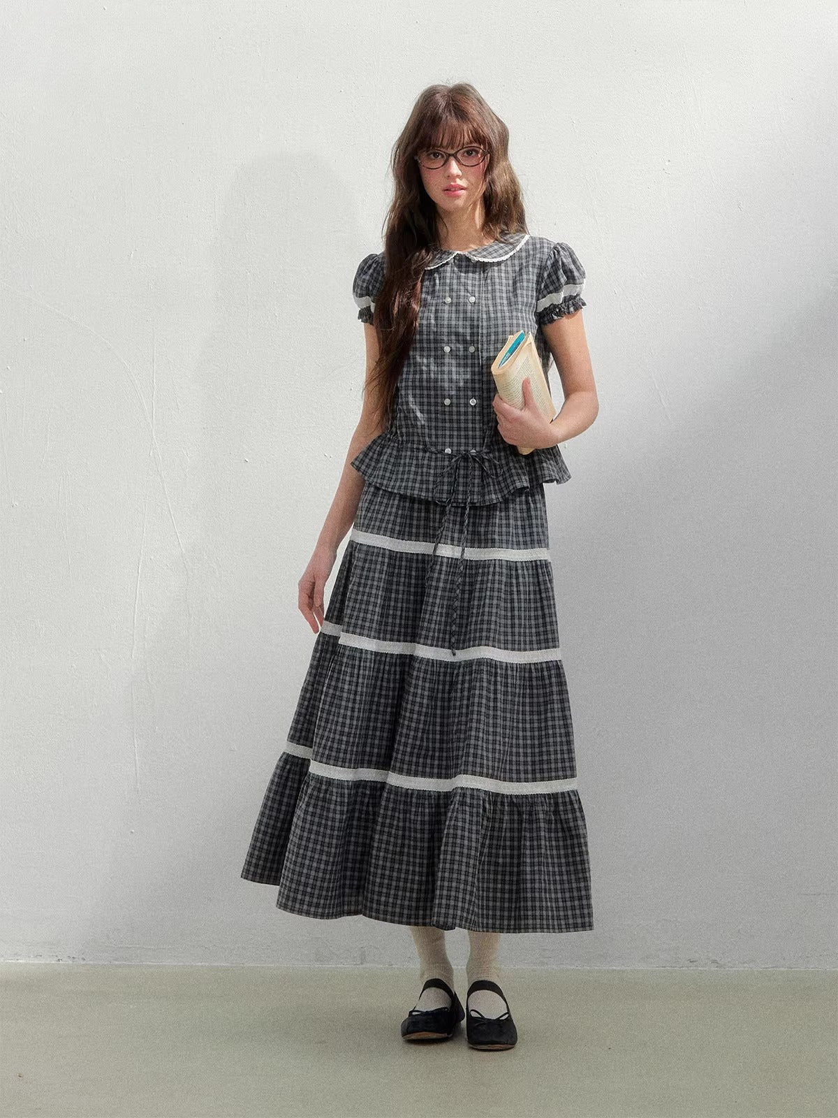 Vintage Plaid Shirt &amp; Skirt Set