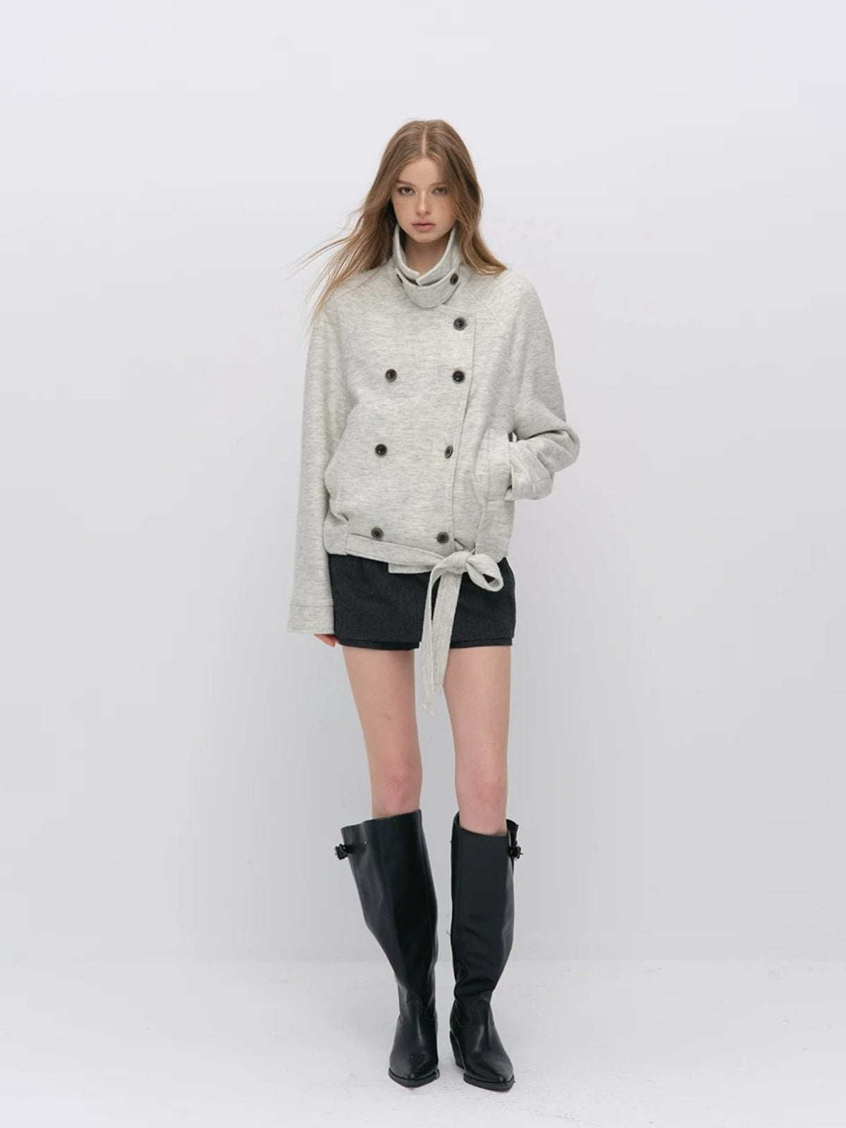 Wool Belted A-Line Skort