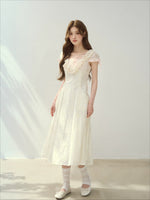 Rose Embroidery Square Neck Dress